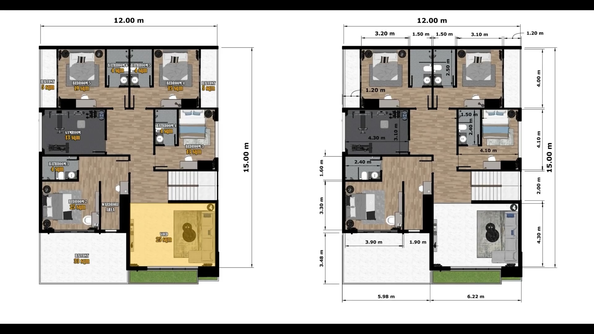 39x49 House Design Plans 12x15 Meter Modern House 5 Beds 6 Baths House Plans 3D 39x49 House Design Plans 12x15 Meter Modern House 5 Beds 6 Baths House Plans 3D