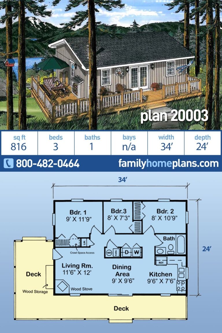 Plan 20003 Affordable Small Home Floor Plan With 816 Sq Ft 3 B