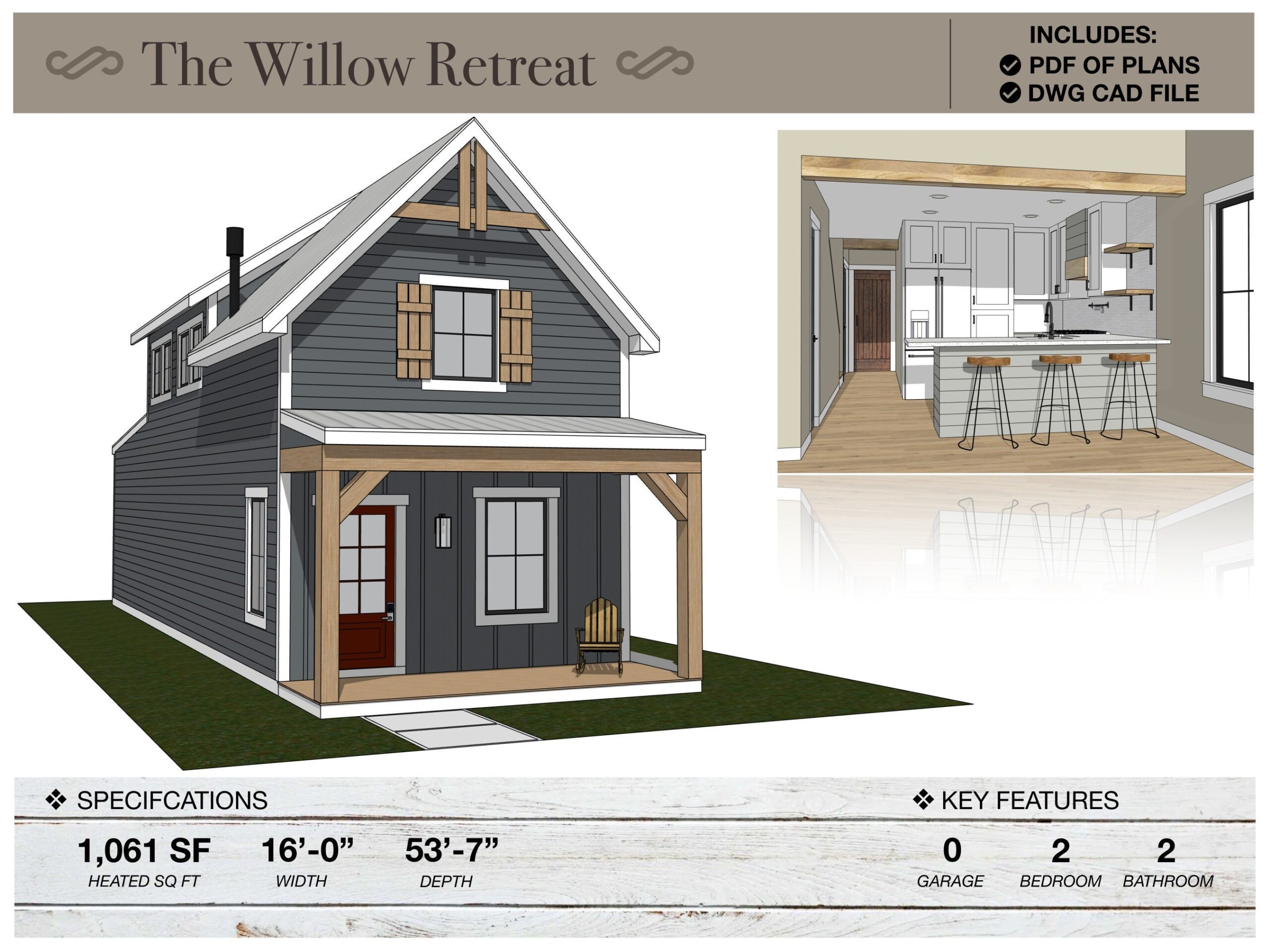 1 061 SQFT Tiny House 16 X 53 7