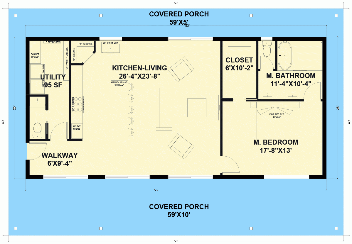 1 Bed Mid Century Modern Cottage Barndo 1325 Sq Ft 530112KTE Architectural Designs House Plans