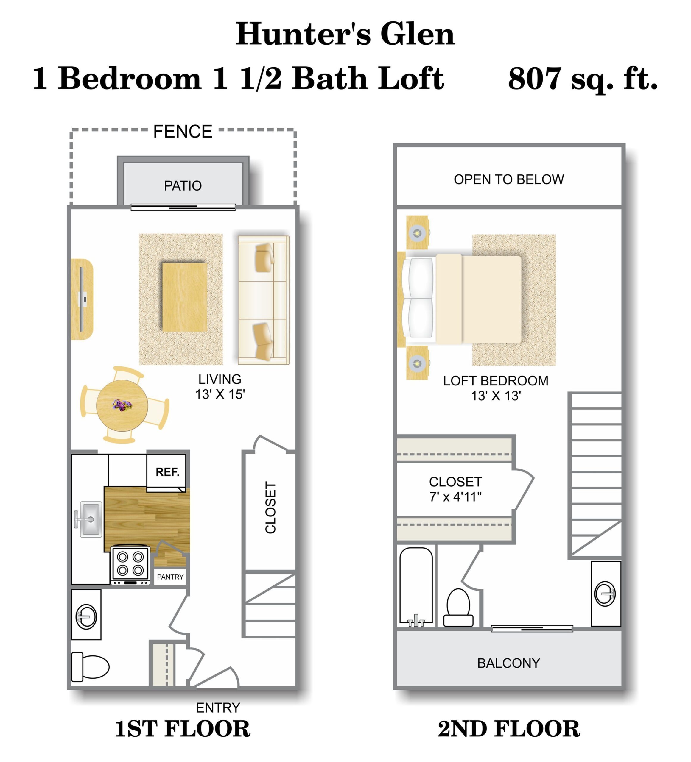 1 Bedroom 1 1 2 Bath Loft 1 Bed Apartment Hunter s Glen 1 Bedroom 1 1 2 Bath Loft 1 Bed Apartment Hunter s Glen