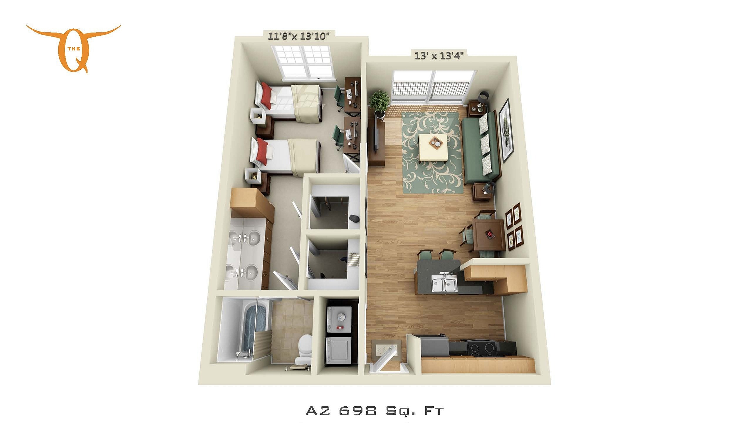1 Bedroom 1 Bathroom Double Occupancy ADA A2 H 1 Bed Apartment 1 Bedroom 1 Bathroom Double Occupancy ADA A2 H 1 Bed Apartment