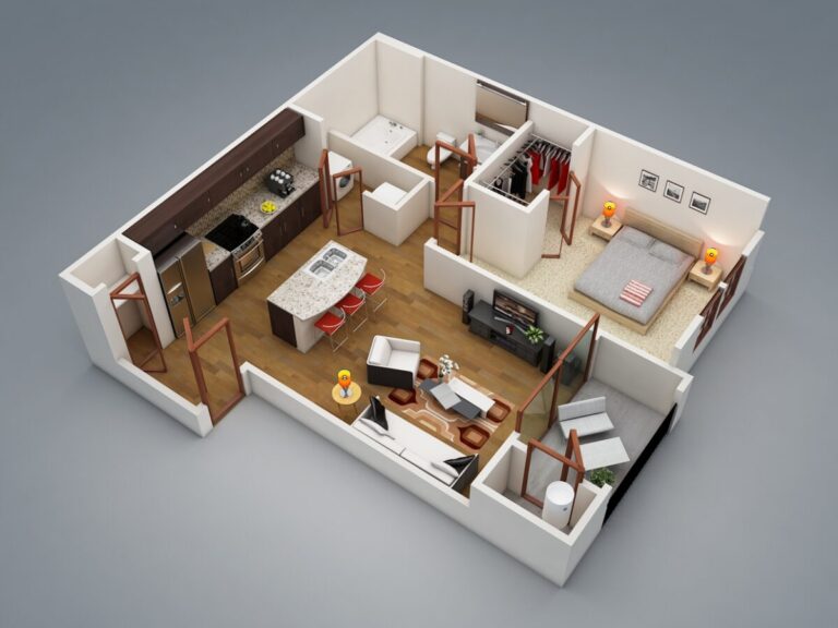 1 Bedroom Apartment House Plans