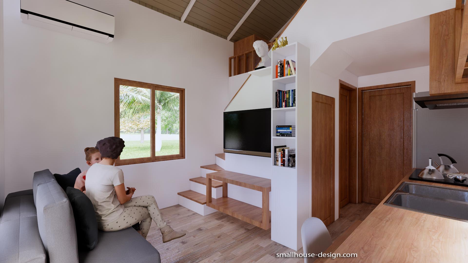 13x23 Loft House Plan 4x7 Meter 2 Beds 1 Bath Gable Roof Free House Small House Design Plan