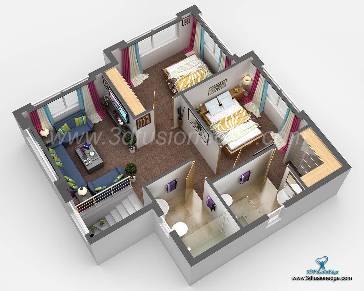 2 Bedroom House Floor Plans 3d 2 Bedroom House Floor Plans 3d