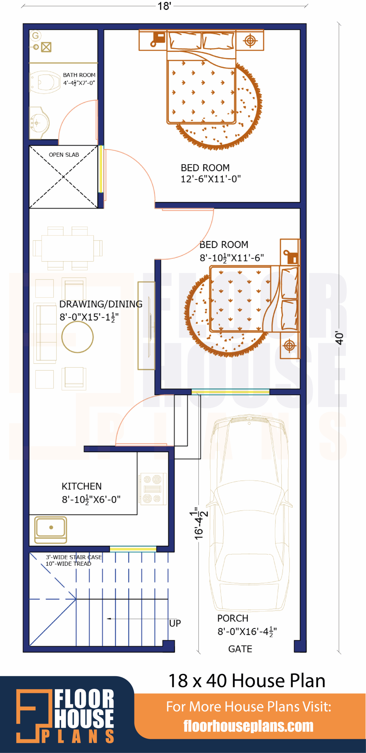 18 40 House Plan 2bhk With Car Parking 18 40 House Plan 2bhk With Car Parking
