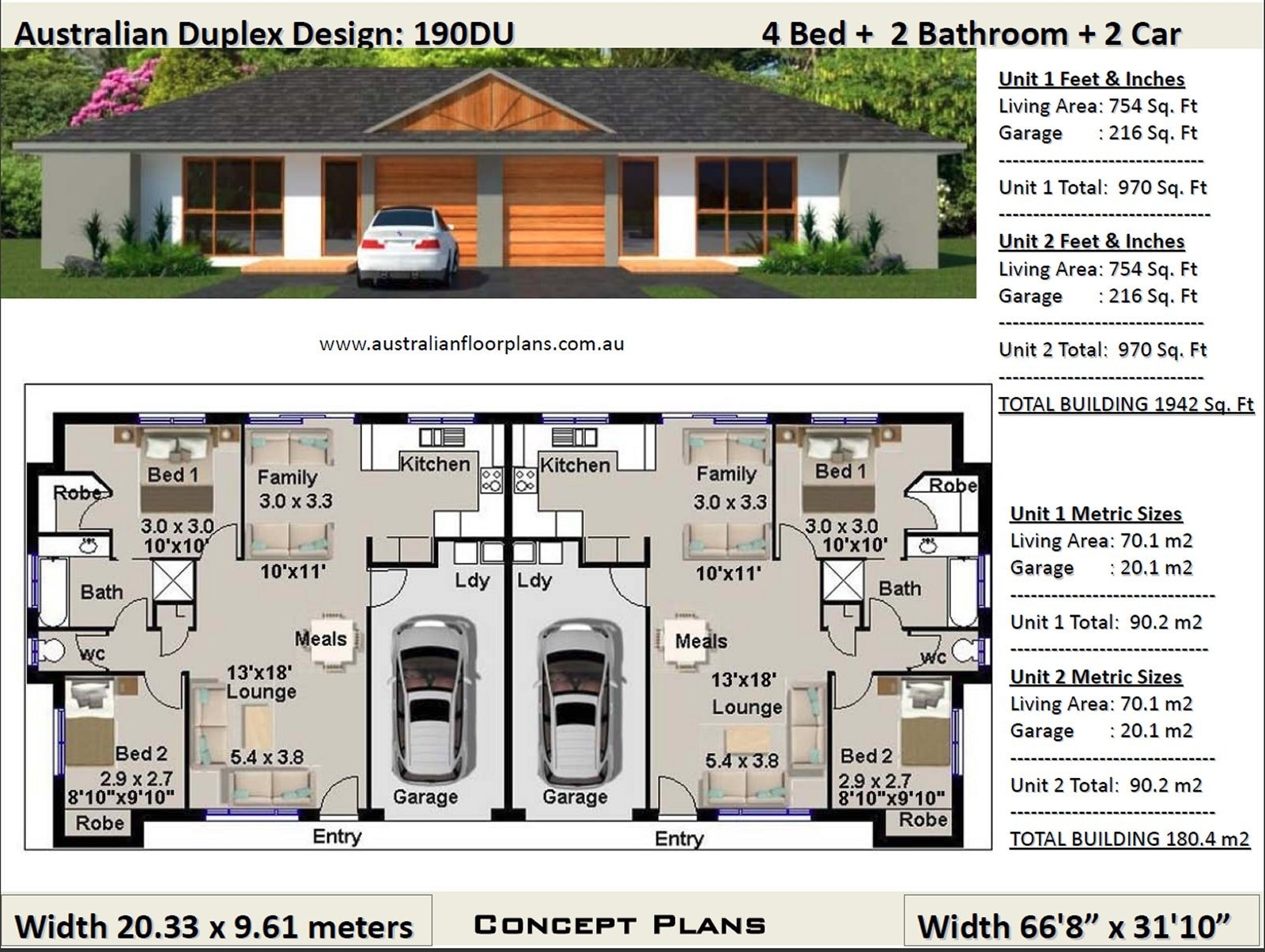 1942 Sq Foot Or 190 M2 4 Bedrooms Duplex Design 2 X 2 Bedroom 
