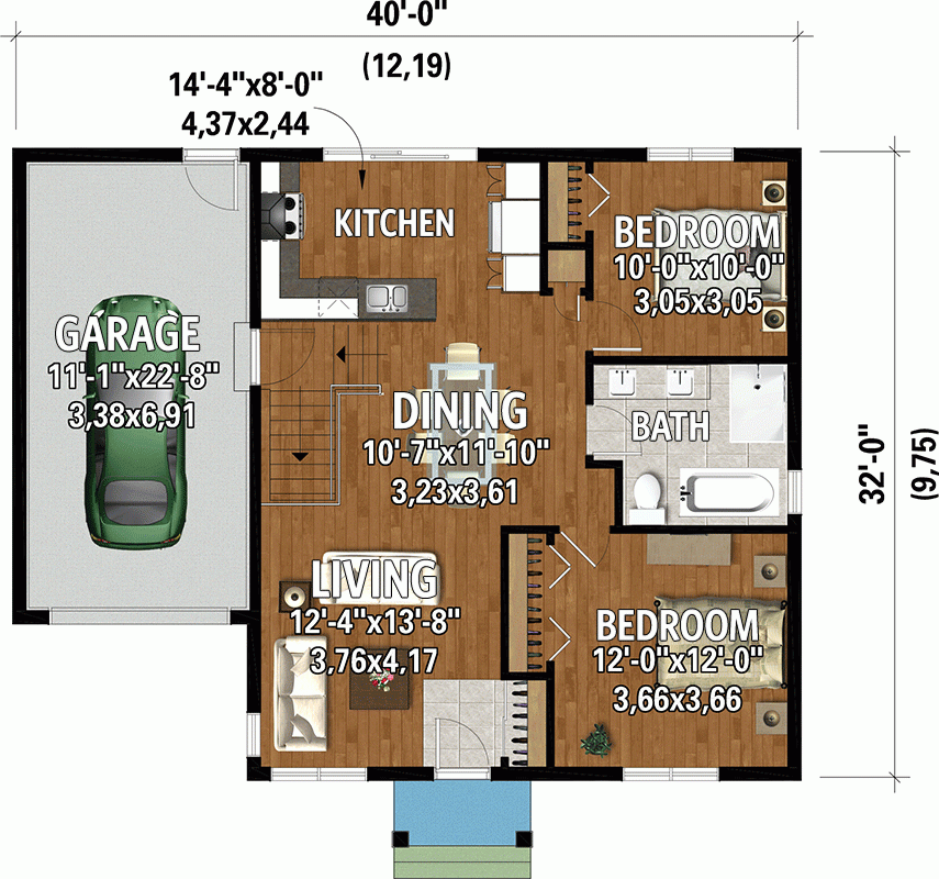 House Plan 2 Bedrooms 1 Bath House Plan 2 Bedrooms 1 Bath