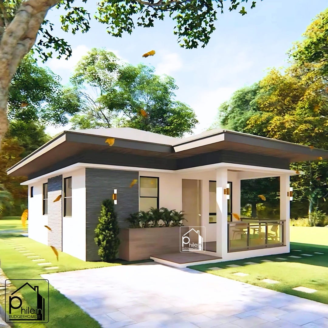 2 bedroom 1 story Small House Plan 48 Sqm With Porch U0026 Laundry 