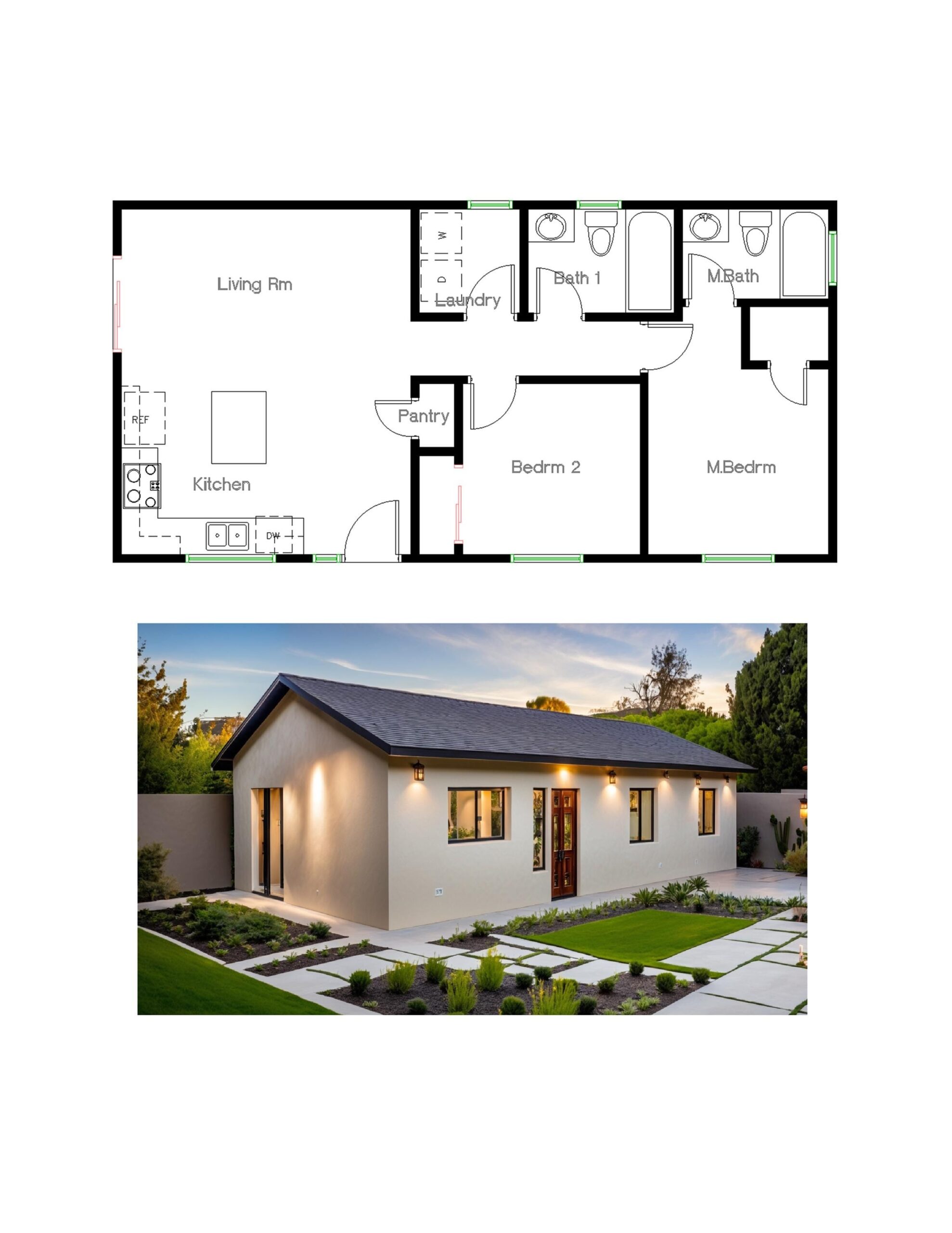 2 Bedroom 2 Bath 800SF Adu accessory Dwelling Unit Floor Plan 2 Bedroom 2 Bath 800SF Adu accessory Dwelling Unit Floor Plan