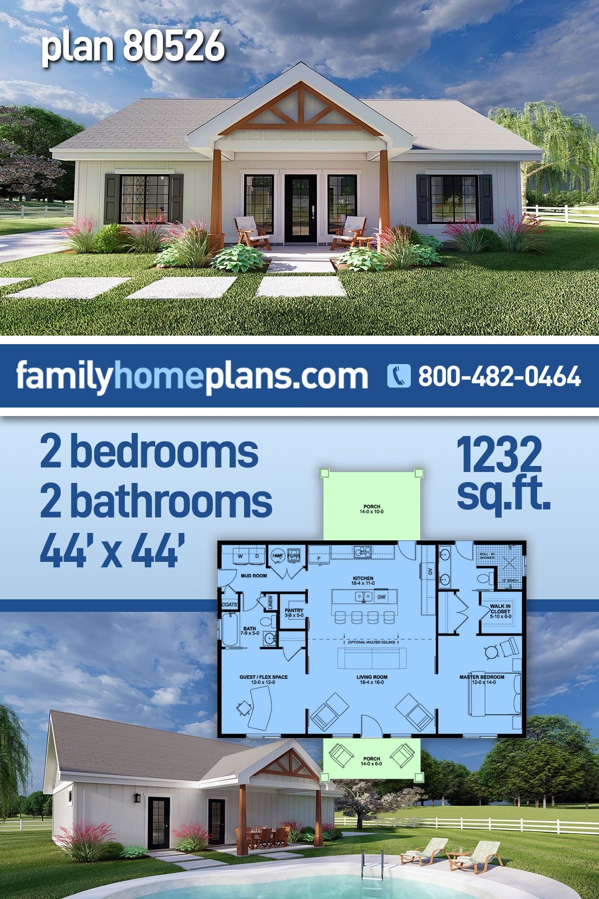 2 Bedroom 2 Bathroom Minimalist House Plan
