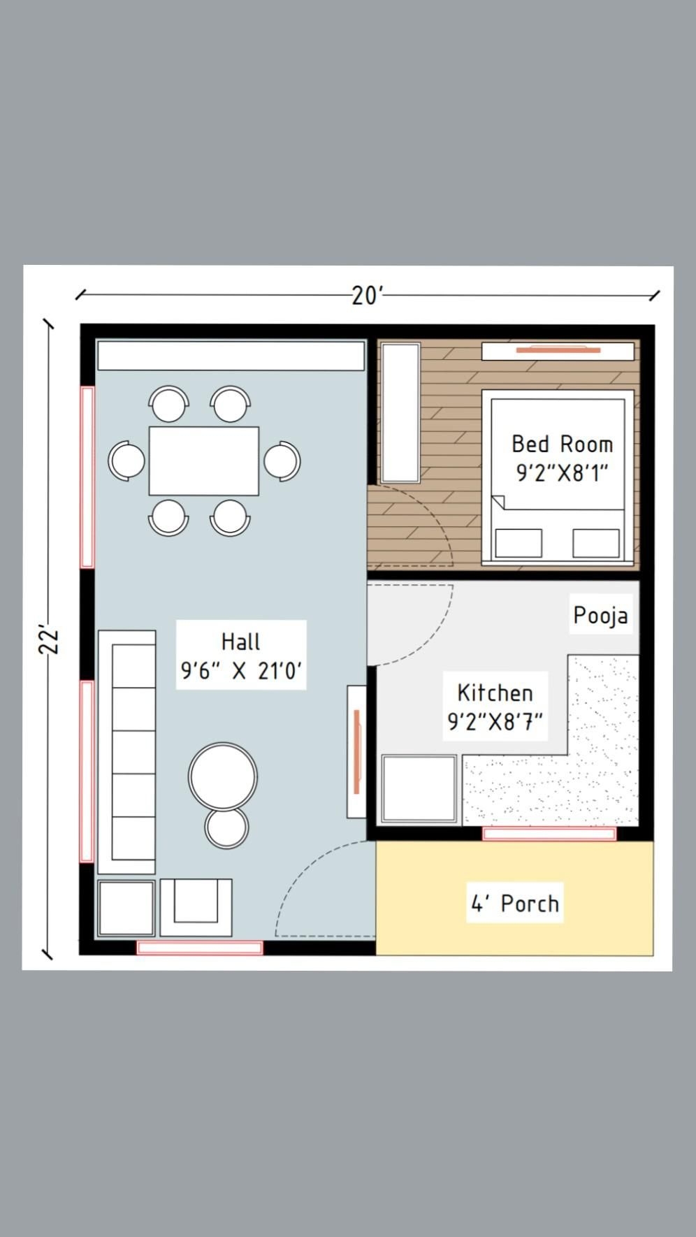 20 X 22 Small 1BHK At Village Area 
