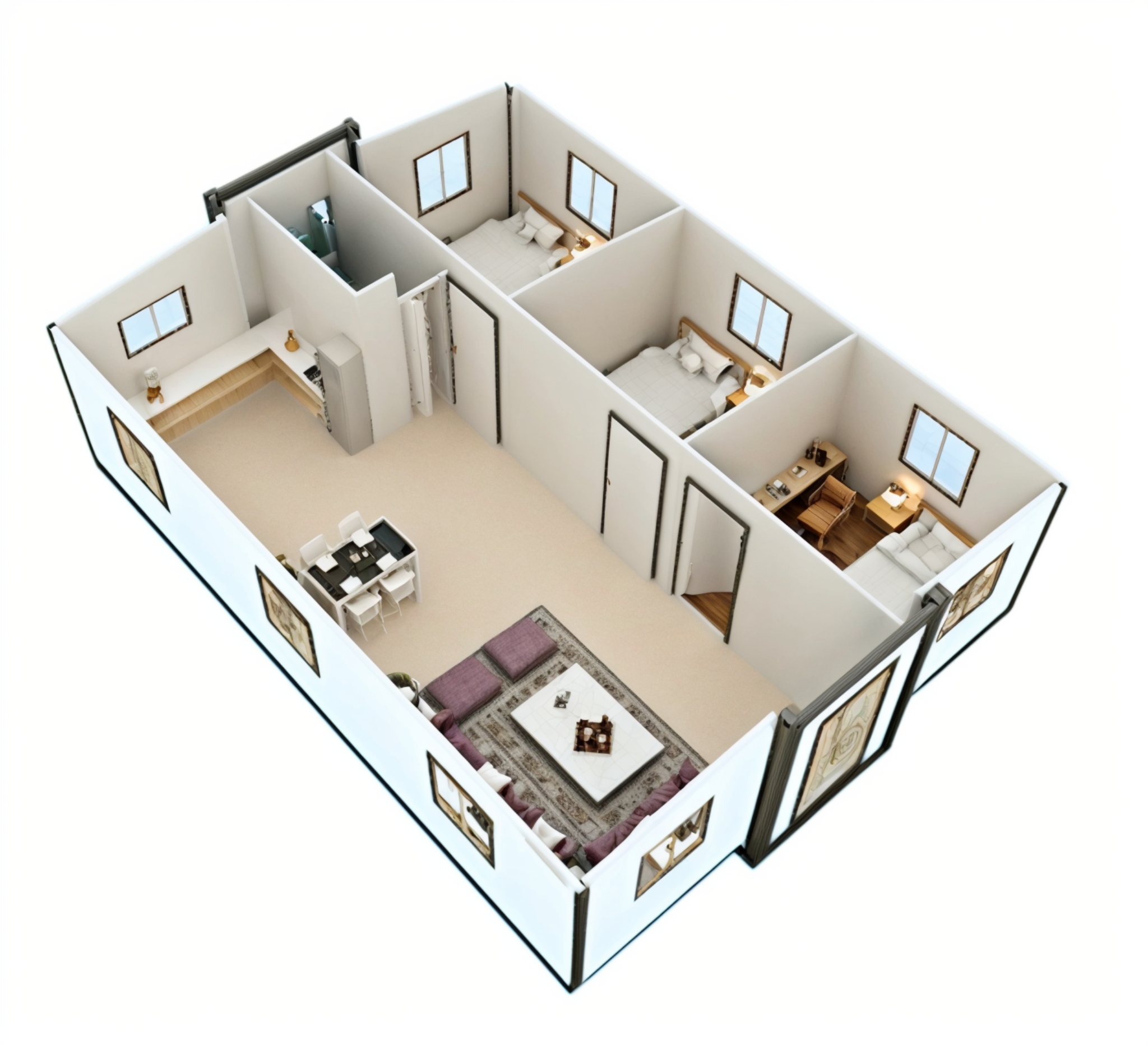 Building Plans 2 Bedroom House 3d