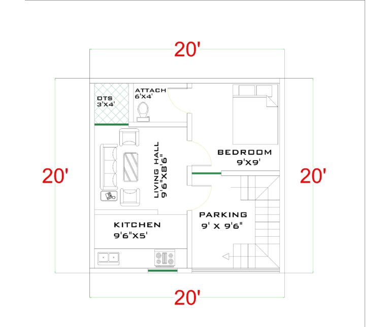 20x20 Houseplans 400 Sq Ft House Plans Download Plan Pdf Format