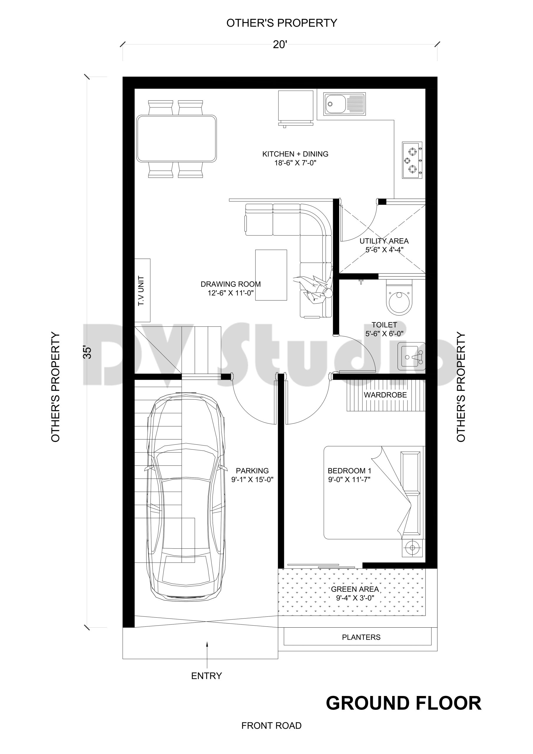 20X35 House Design DV Studio 20X35 House Design DV Studio