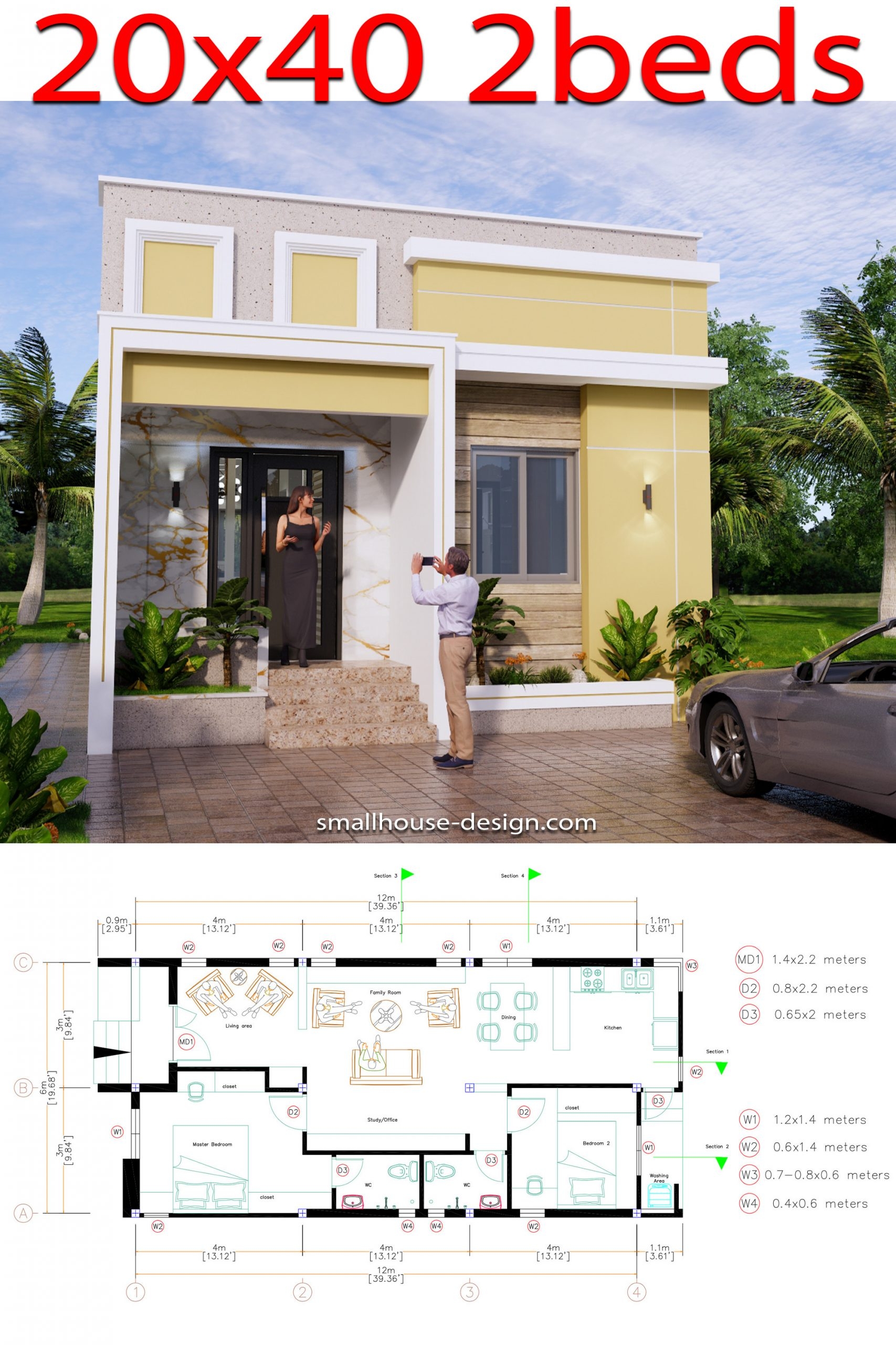 20x40 Small House Plan 2 Bedrooms 2 Bathrooms Small House Design Plan 20x40 Small House Plan 2 Bedrooms 2 Bathrooms Small House Design Plan