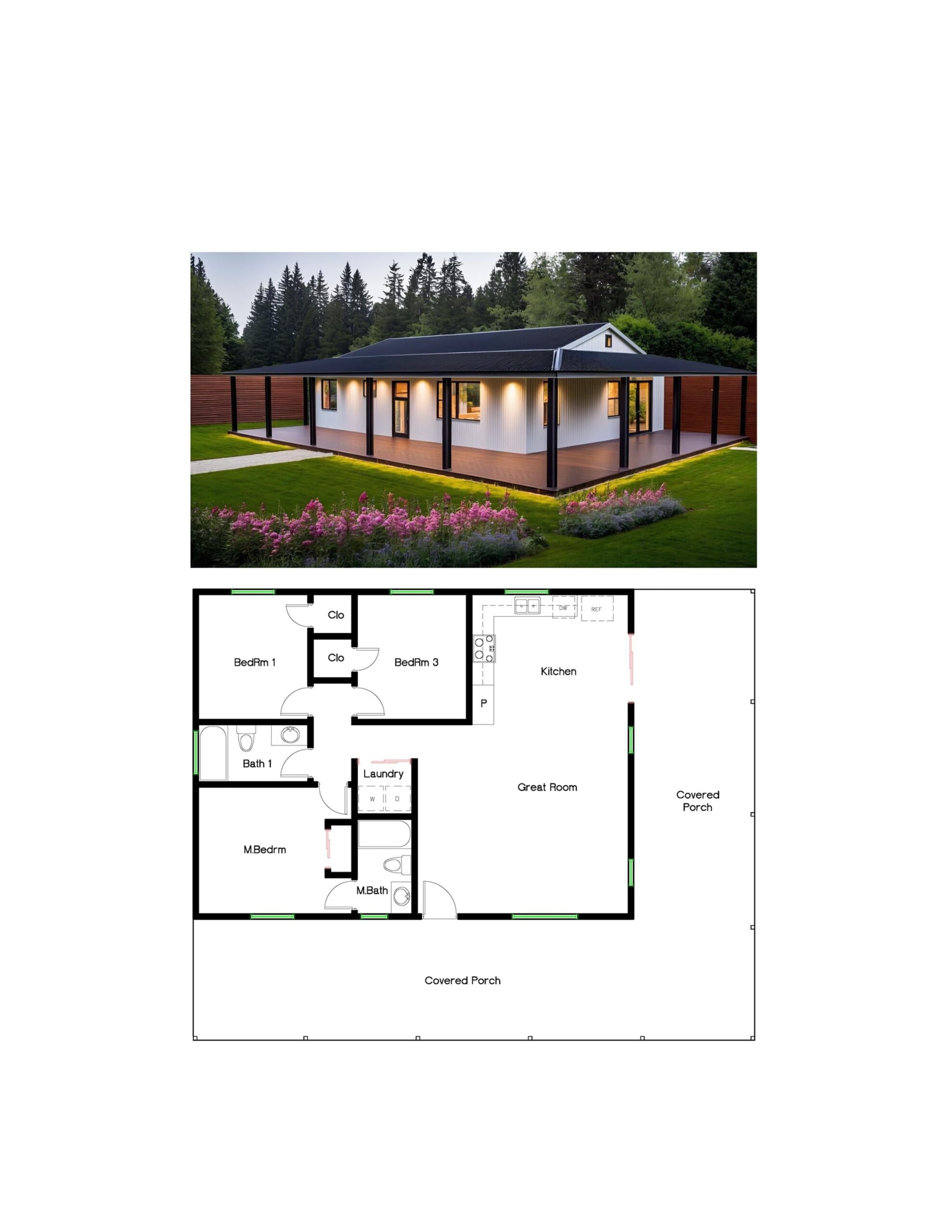 24x40 House Plan 2 Bedroom Etsy 24x40 House Plan 2 Bedroom Etsy