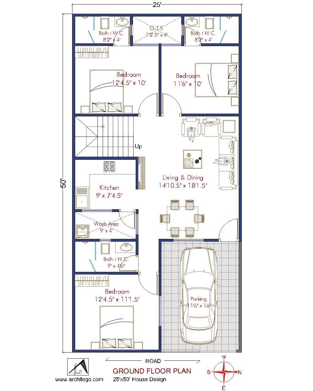 25 50 House Plan 3 BHK East Facing With Vastu Free Pdf Architego 25 50 House Plan 3 BHK East Facing With Vastu Free Pdf Architego