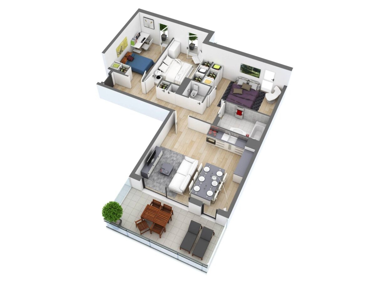 25 More 3 Bedroom 3D Floor Plans 25 More 3 Bedroom 3D Floor Plans