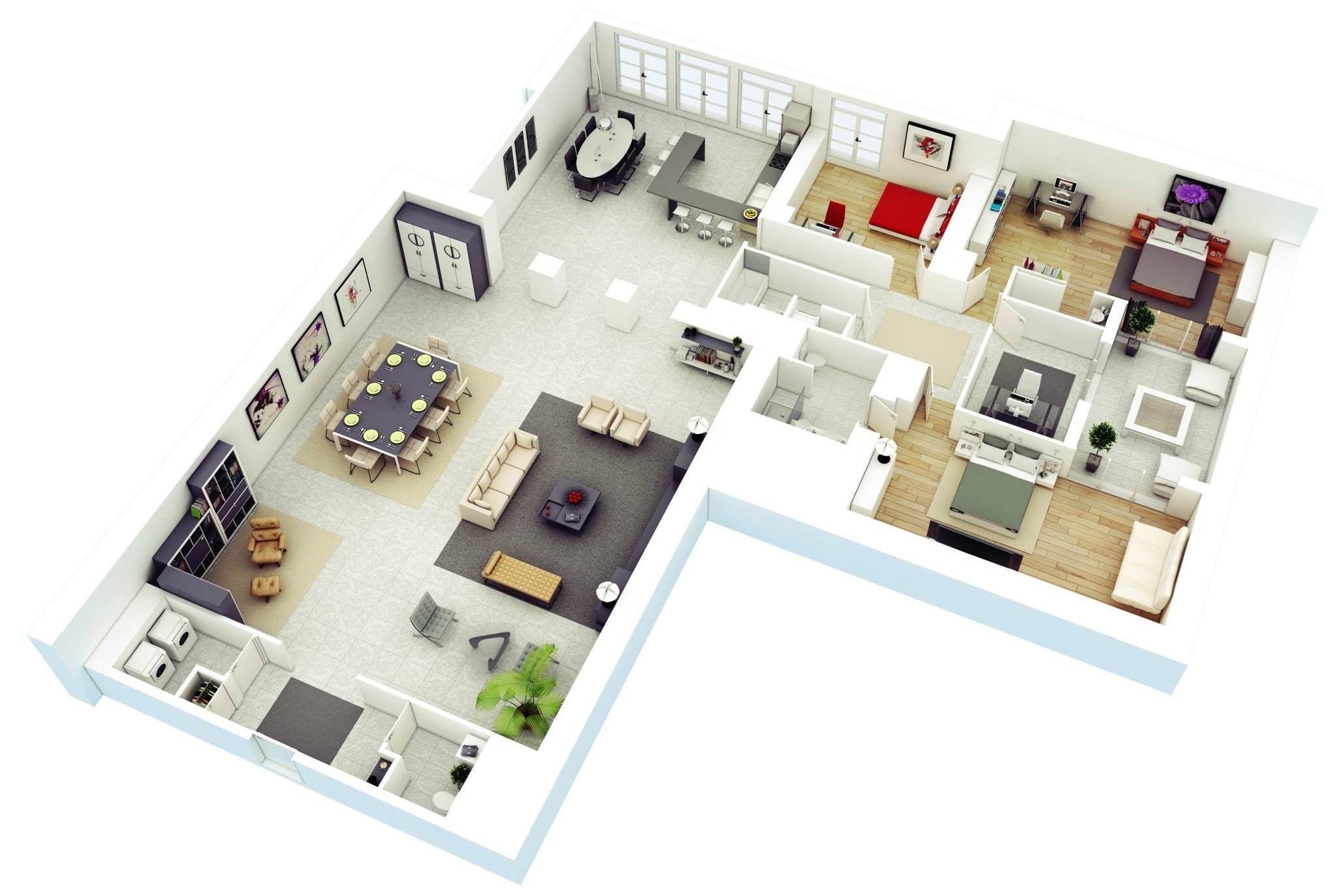 25 More 3 Bedroom 3D Floor Plans