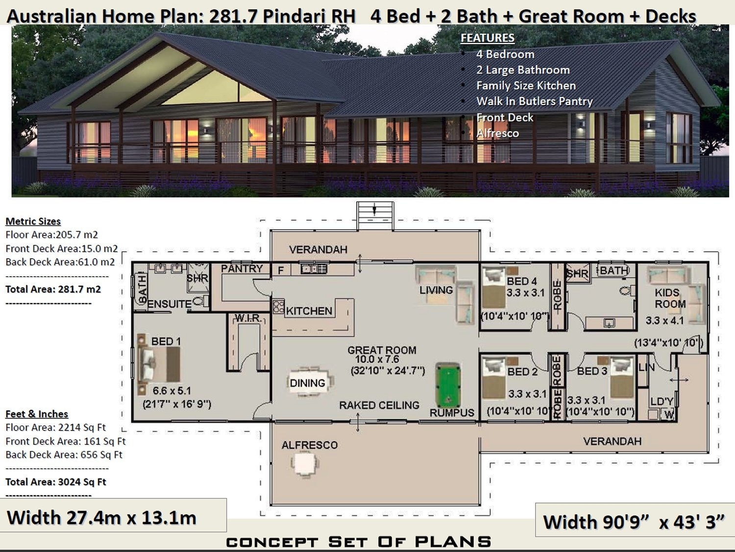 281 M2 3024 Sq Foot 4 Bedroom House Plan 281 7 Pindari RH 