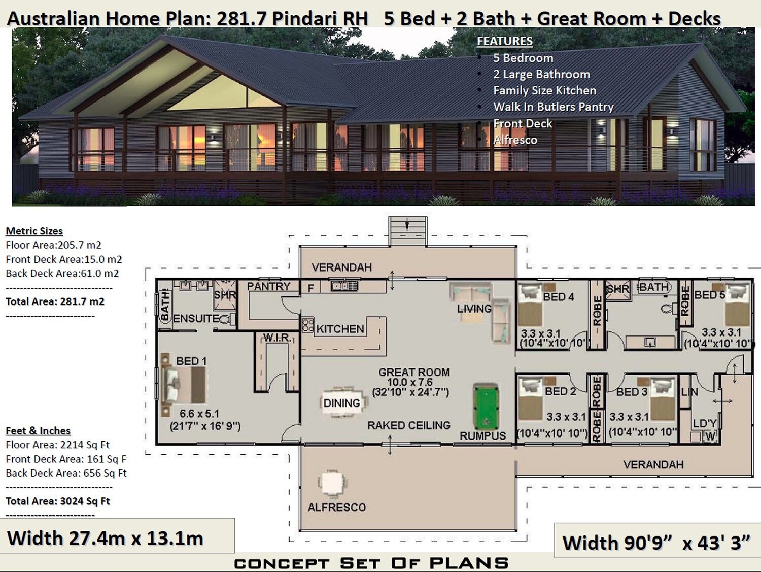 281 M2 3024 Sq Foot 5 Bedroom House Plan 281 7 Pindari 281 M2 3024 Sq Foot 5 Bedroom House Plan 281 7 Pindari