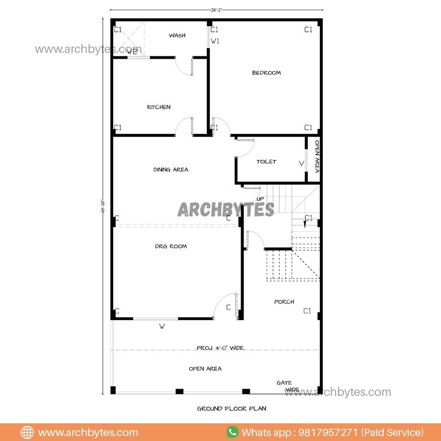 28x56 Feet House Plan