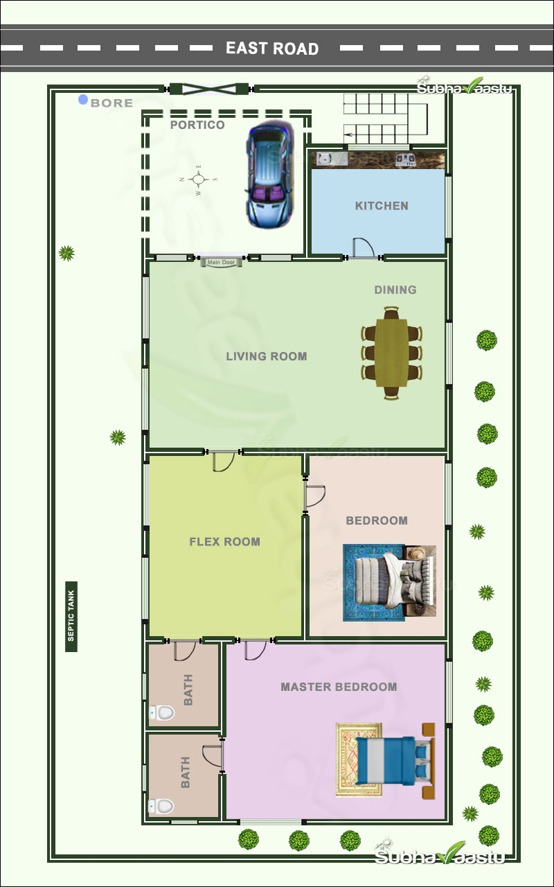 2BHK U0026 3BHK East Facing Vastu House Plans 30X40 40X60 60X80 