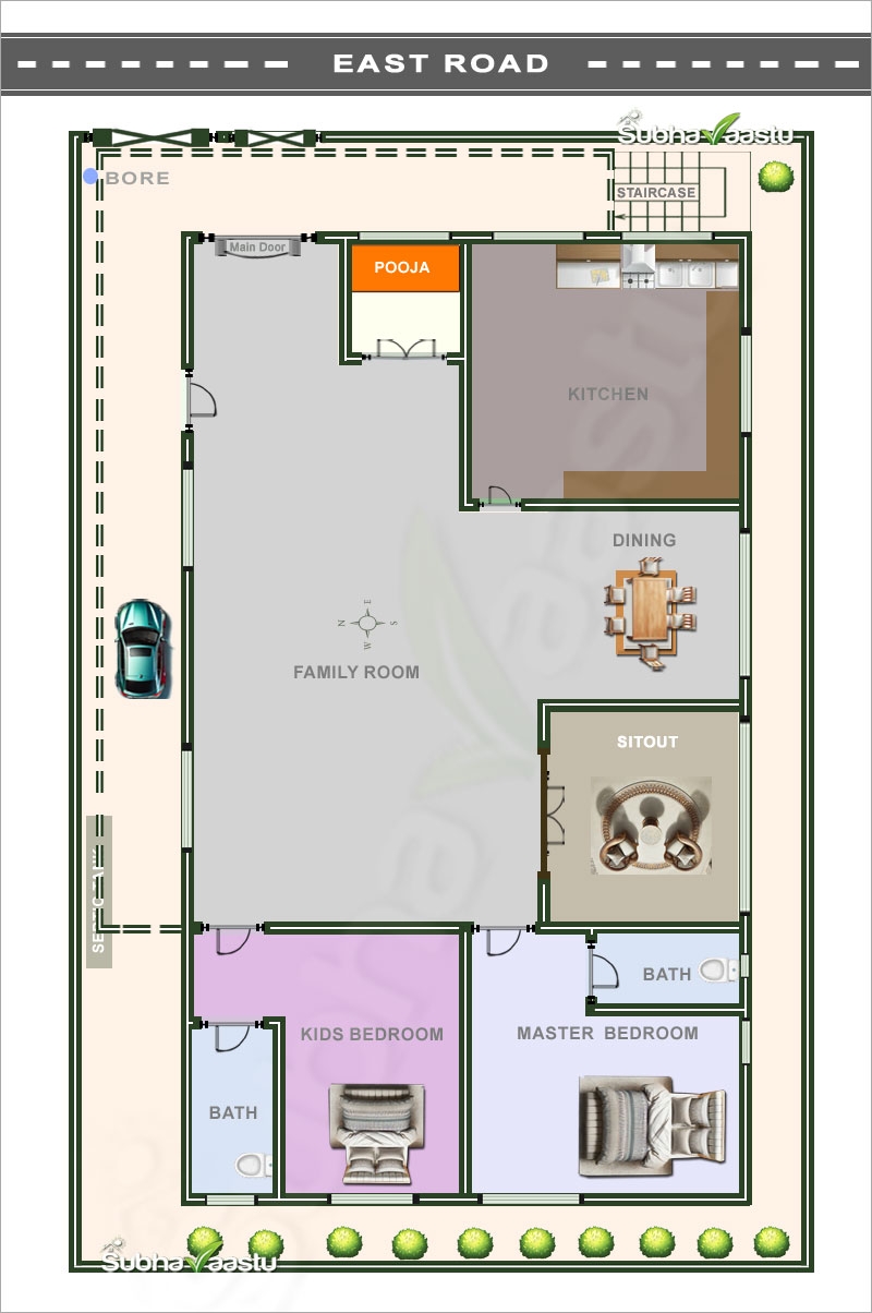 North Face Double Bedroom House Plan