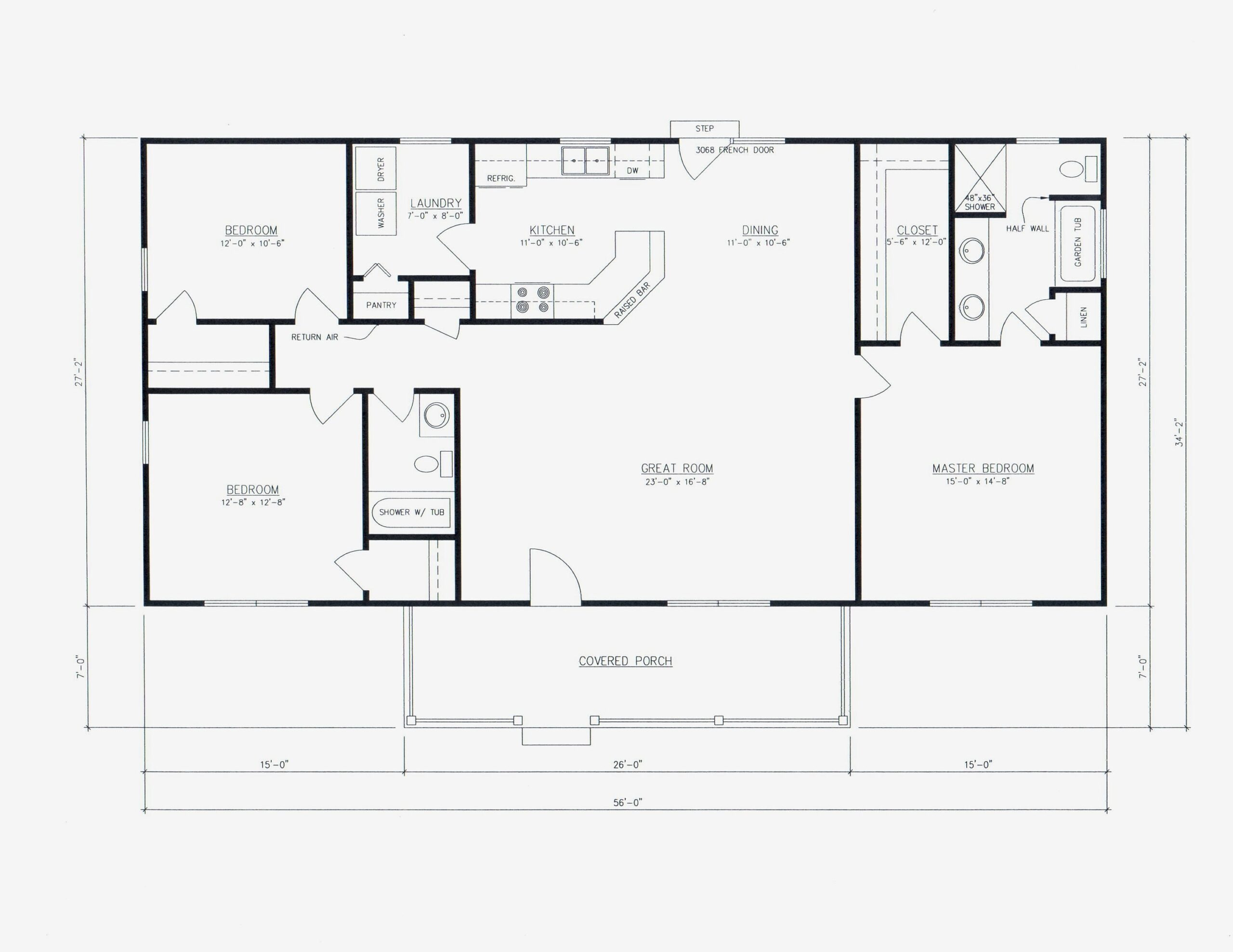 3 Bedroom 2 Bath House Plan Floor Plan Great Layout 1500 Sq Ft 