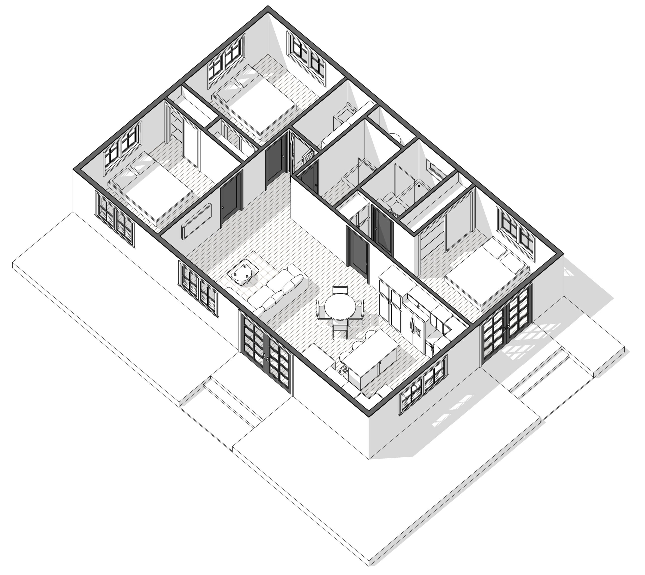 3 Bedroom ADU Floor Plan 1000 Sq Ft ADU Builder Designer Contractor San Diego YesADU 3 Bedroom ADU Floor Plan 1000 Sq Ft ADU Builder Designer Contractor San Diego YesADU
