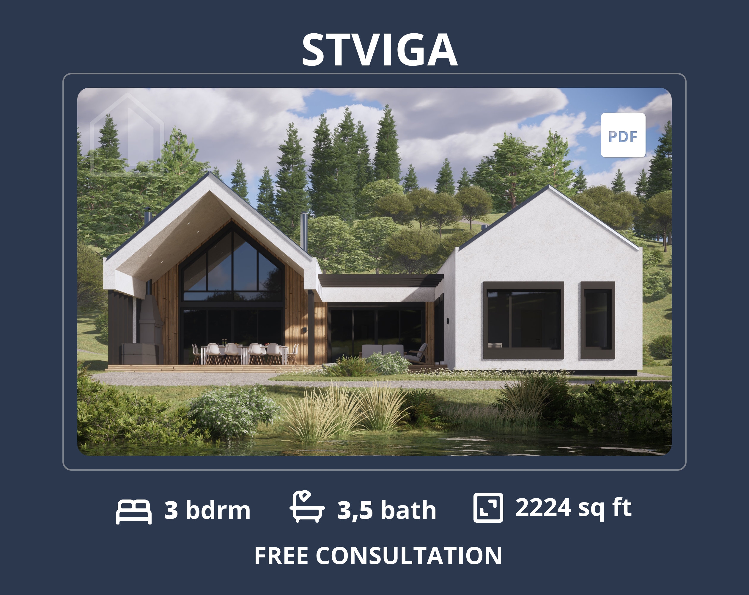 3 Bedroom Barndominium Floor Plans With 2 Car Garage Modern Cottage Plans 3 5 Bath Scandinavian House Custom House Drawing Blueprints Etsy 3 Bedroom Barndominium Floor Plans With 2 Car Garage Modern Cottage Plans 3 5 Bath Scandinavian House Custom House Drawing Blueprints Etsy