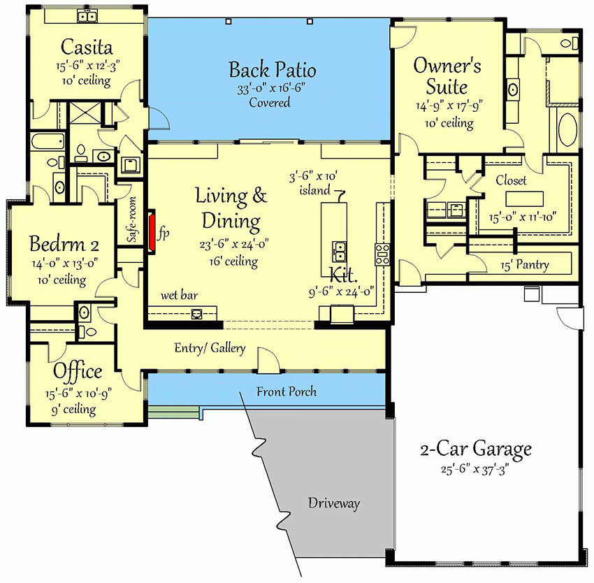 3 Bedroom Contemporary Ranch House Plan With Attached Casita 3 Bedroom Contemporary Ranch House Plan With Attached Casita
