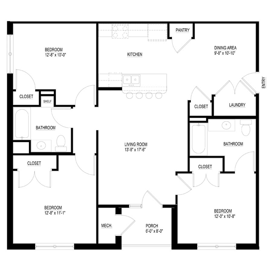 3 Bedroom Garden Style Floor Plan Forestwood Balch Springs Rentals 3 Bedroom Garden Style Floor Plan Forestwood Balch Springs Rentals