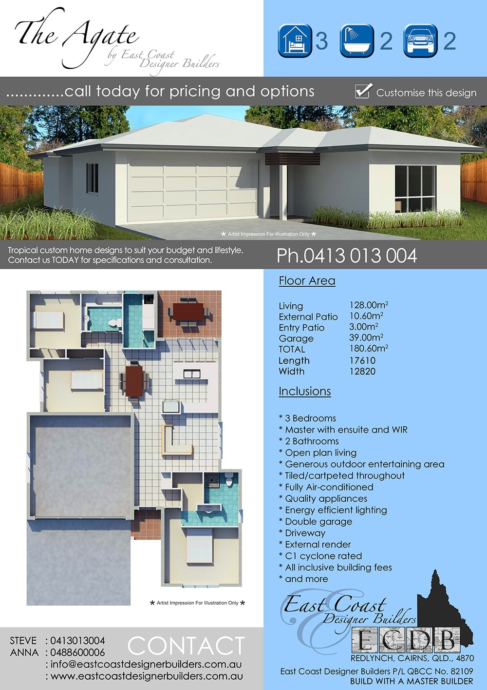 3 Bedroom Home Designs Cairns East Coast Designer Builders