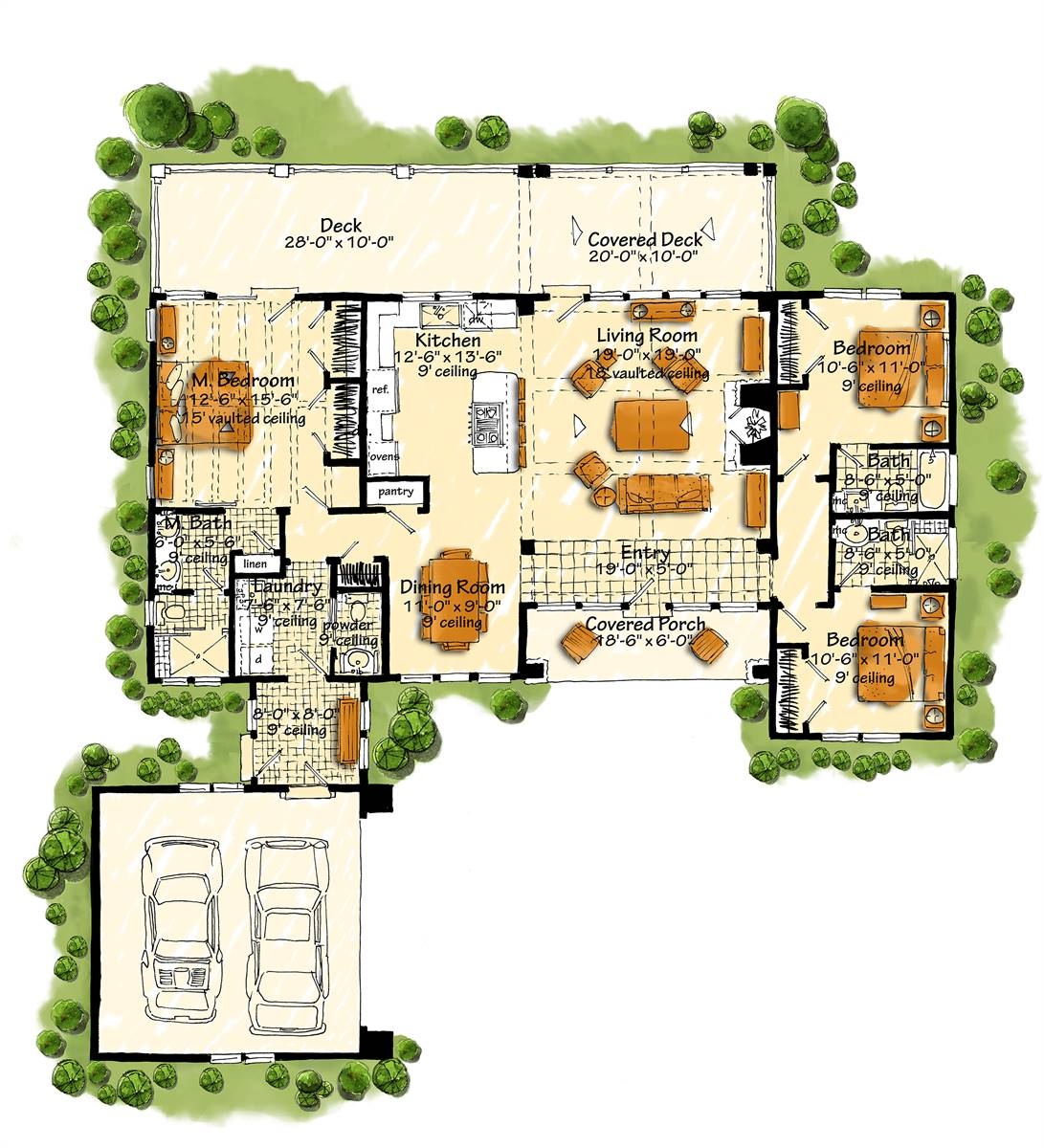 3 Bedroom One Story Ranch Style House Plan 6531 Plan 6531