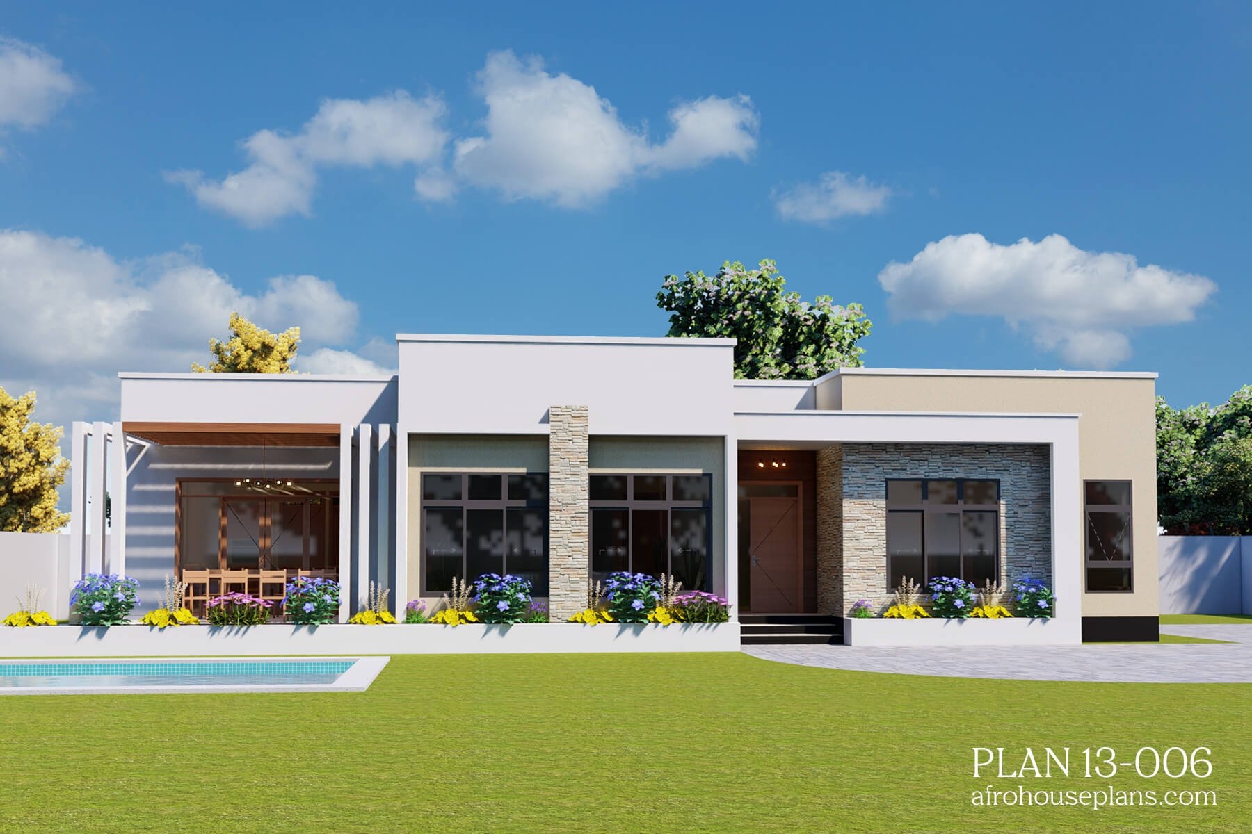 1 Story 3 Bedroom House Plans