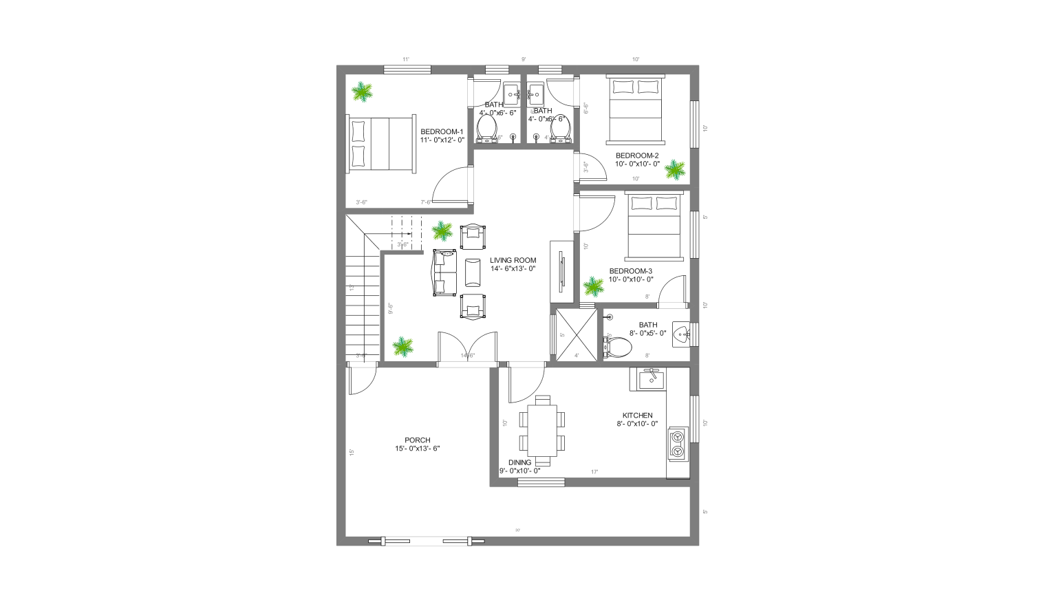 30x40 House Plan One Bedroom 30x40 House Plan One Bedroom