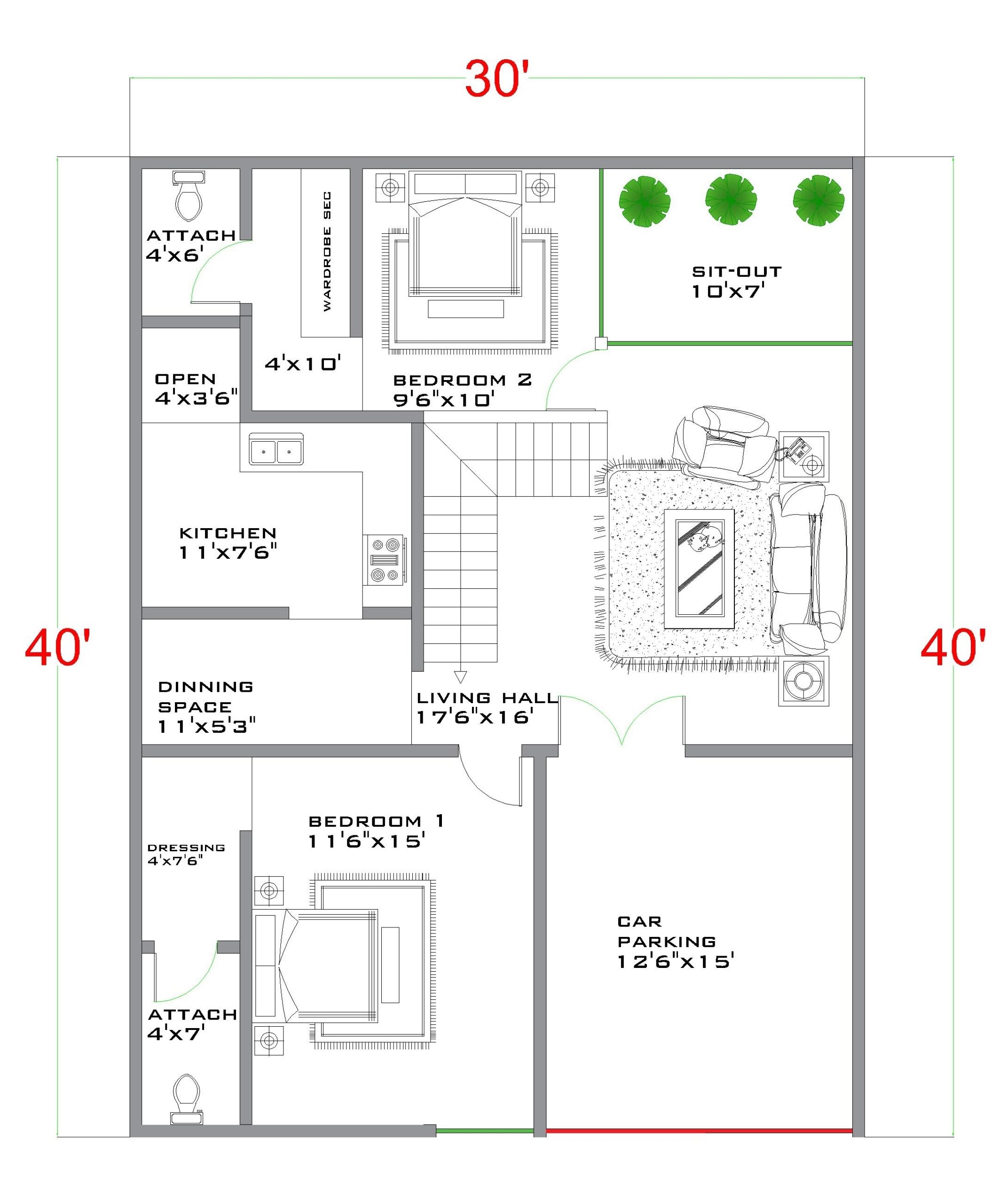 30 40 House Plan 30 40 Duplex House Plan Modern House Design small Home Design