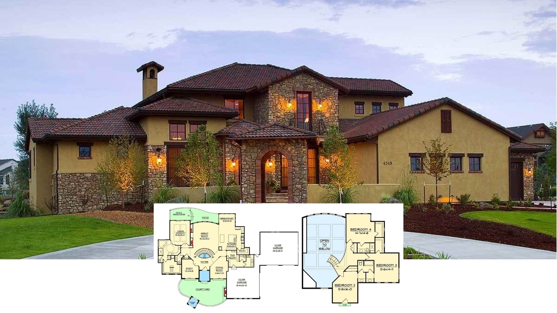 5 Bedroom Tuscan House Plans
