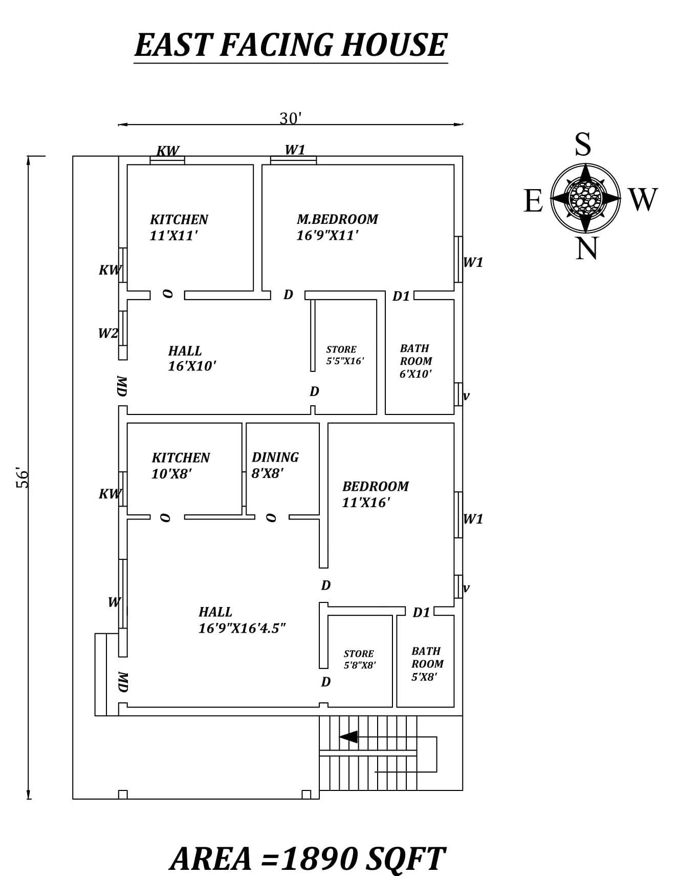 30 X56 Double Single Bhk East Facing House Plan As Per Vastu 30 X56 Double Single Bhk East Facing House Plan As Per Vastu