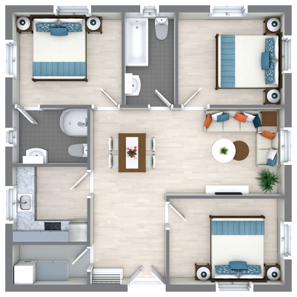 Small House Plans 3 Bedrooms 3d Small House Plans 3 Bedrooms 3d