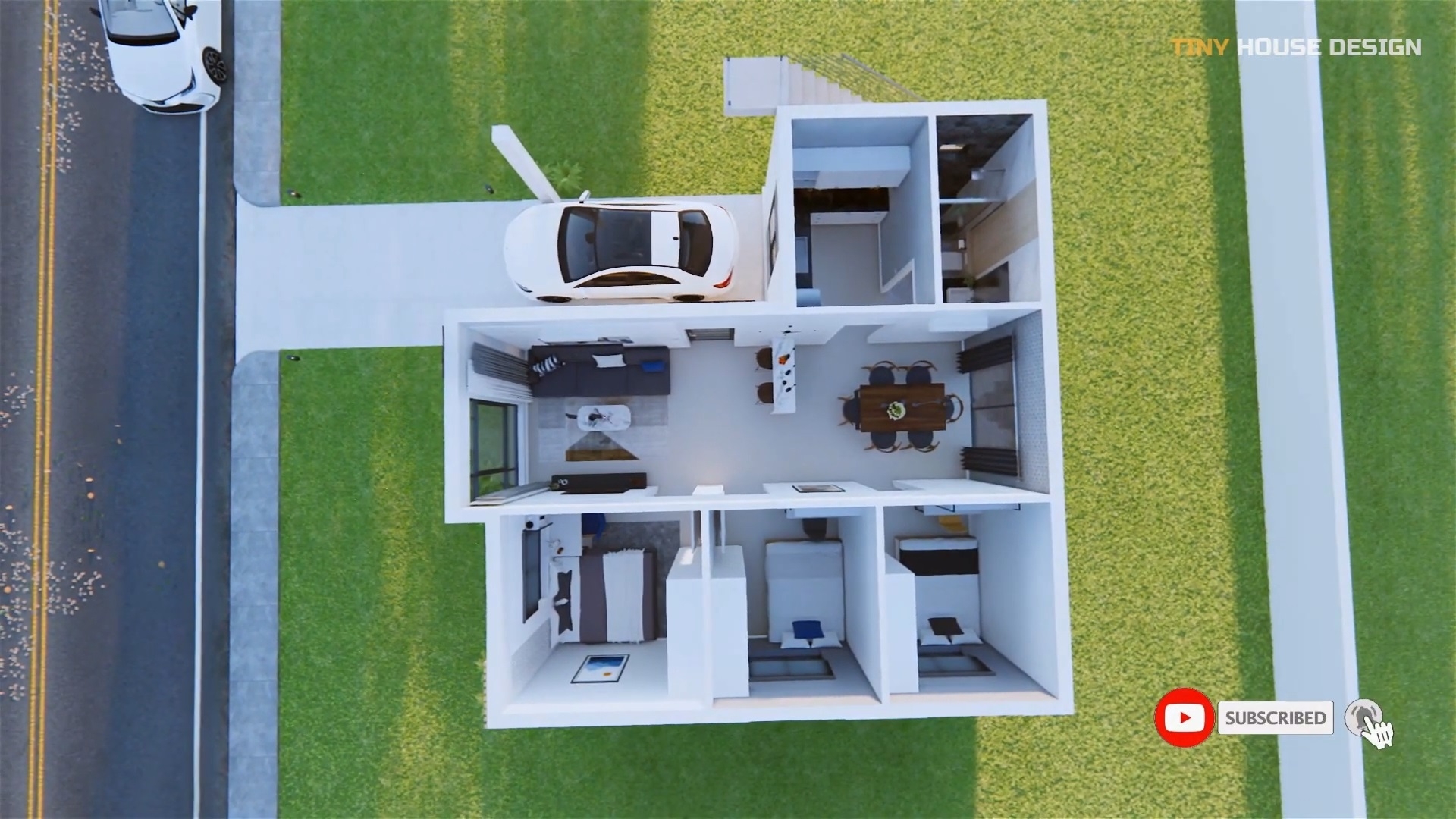 30x30 Small House Design 9x9 Meter Simple House 3 Beds 1 Bath House Plans 3D