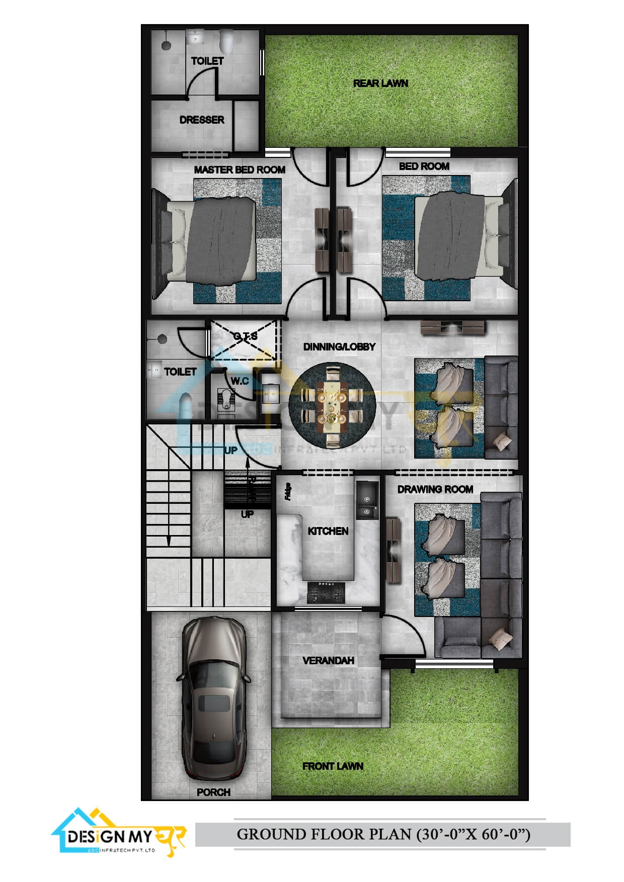 30X60 House Plan South East Facing 1800 Square Feet 3D House 30X60 House Plan South East Facing 1800 Square Feet 3D House