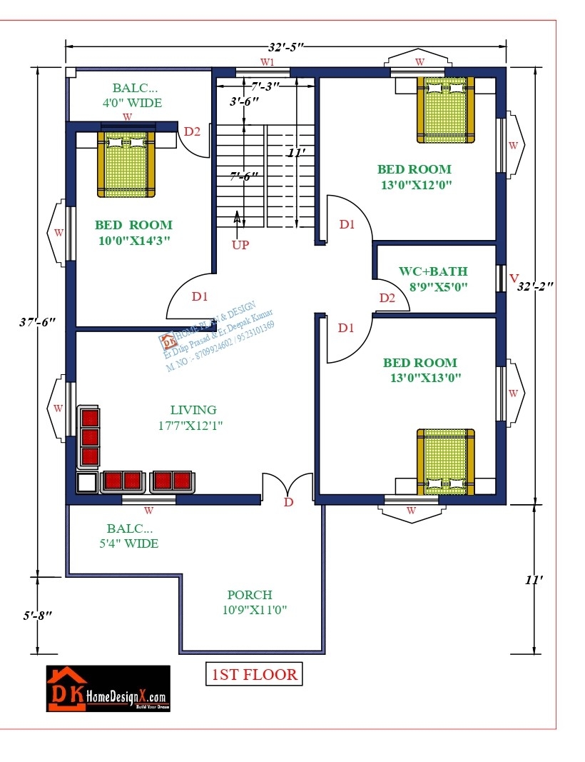 33X43 Affordable House Design DK Home DesignX