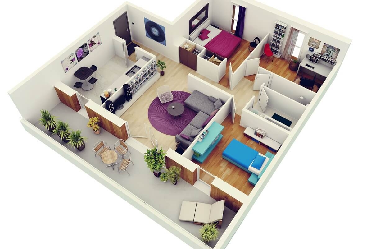 3D Bedroom Apartment Plan 3D Bedroom Apartment Plan
