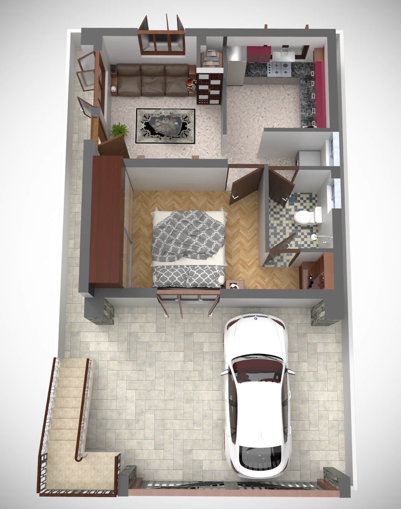 Single Bedroom House 3d Plans Single Bedroom House 3d Plans
