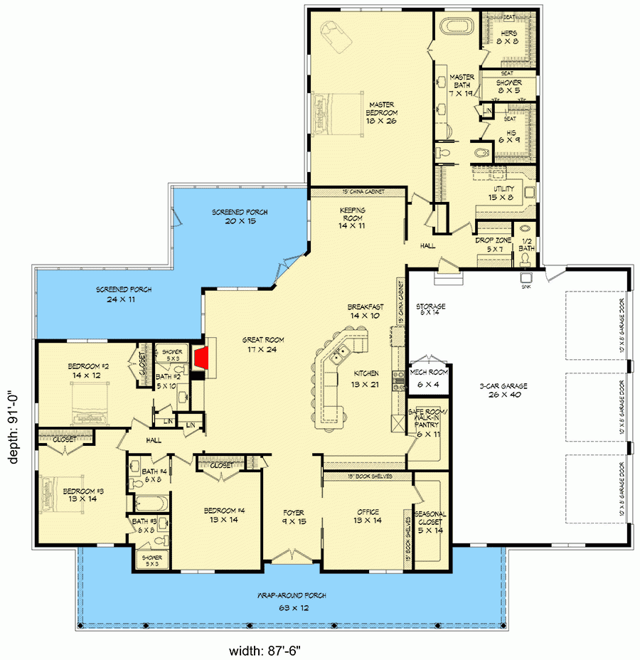 4 Bedroom Ranch House Plans