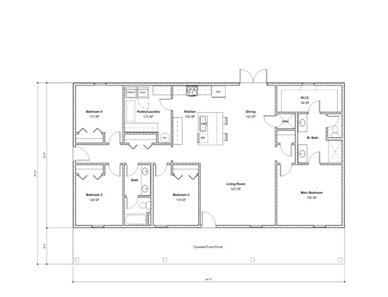 4 Bedroom 2 Bath Floor Plan House Plan 2000 Sq Ft The Moore House 4 Bedroom Large Main Suite Alternate Elevations roof Model 00002A Etsy