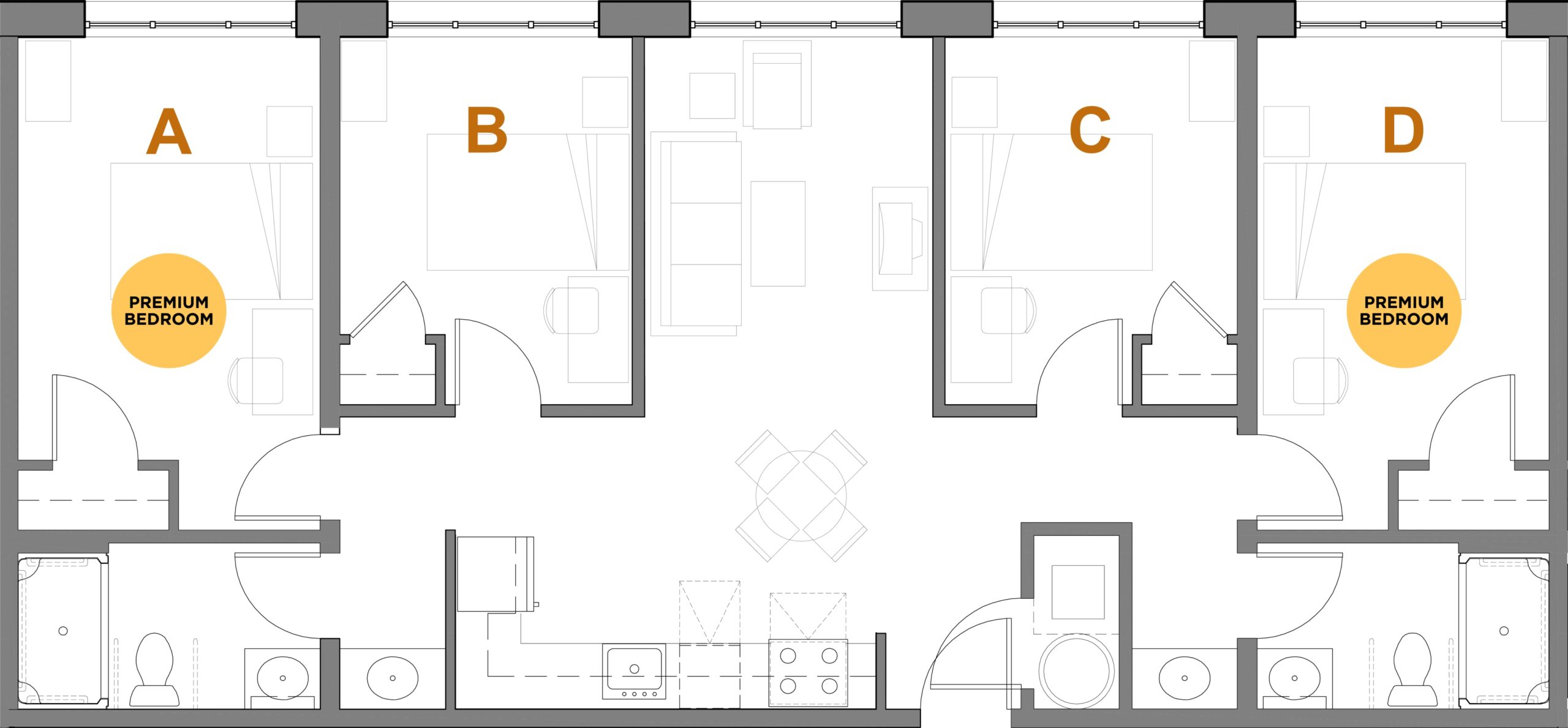 4 Bedroom 2 Bathroom A 4 Bed Apartment Campus Crossings At College Row